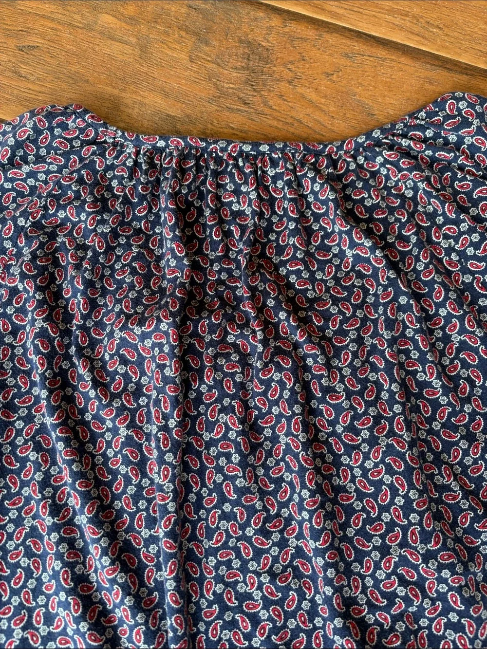 Michael Kors Navy Paisley Elastic-Hem Peasant Blouse - Size Small